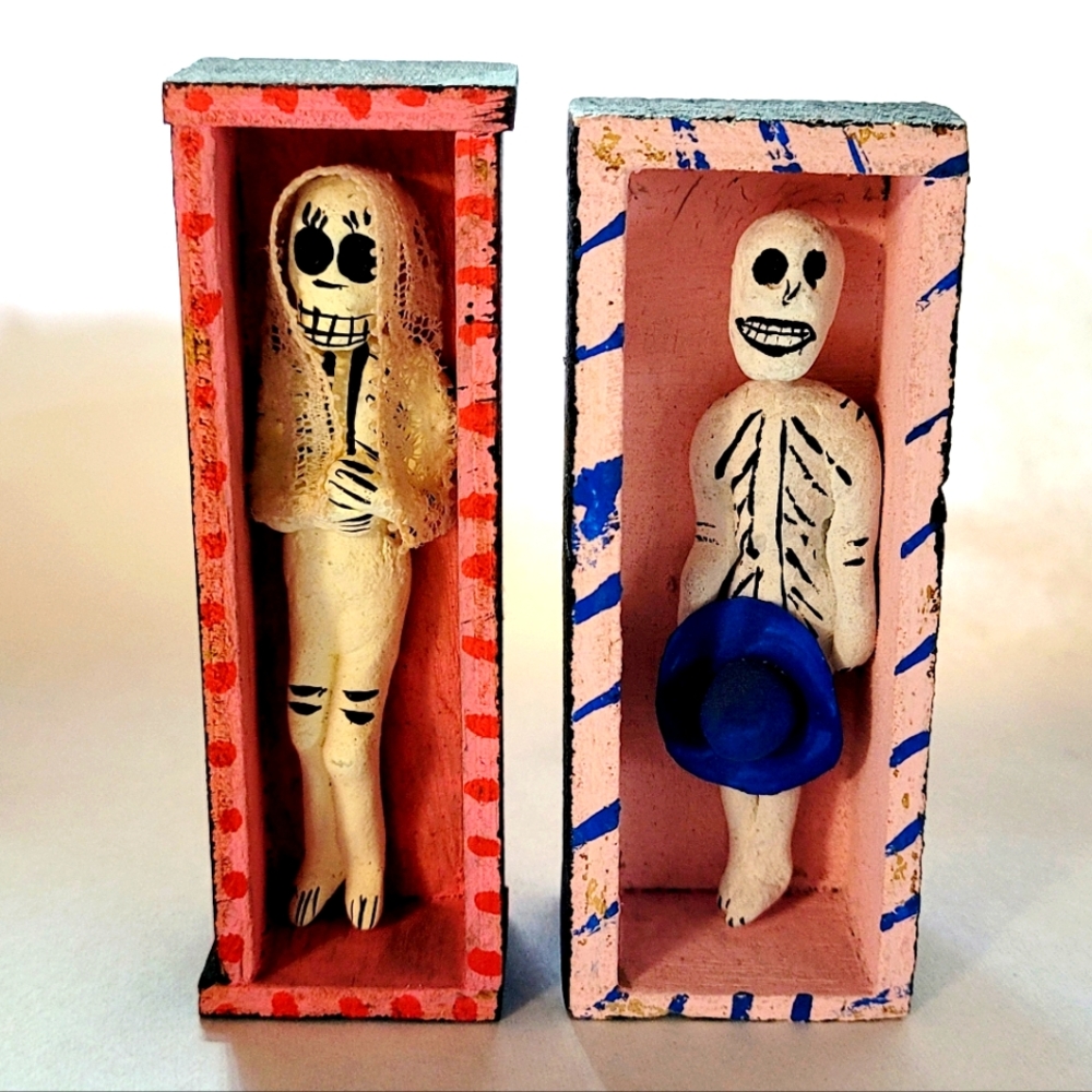 Day of the Dead Skeletons in Decorative Boxes